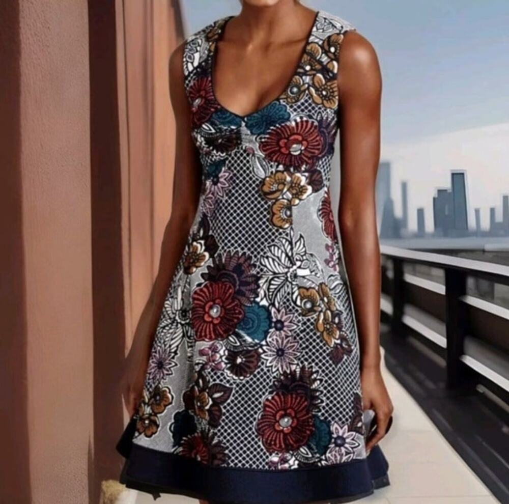 Maeve Anthropologie Floral Geometric Knit Dress XS